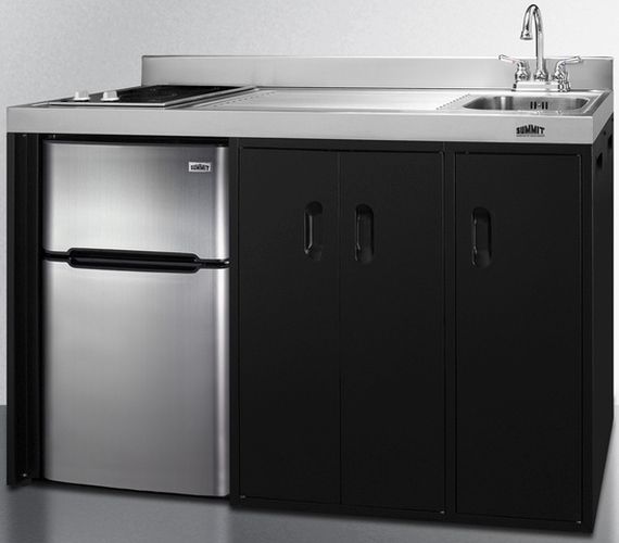 Summit® 54" Black and Stainless Steel All-In-One Kitchenette-2