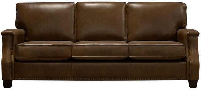 Creek Side Customs Customizable Salem Leather Sofa with Nailhead Trim-3