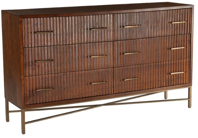 Home Trends & Design Cosmopolitan Antique Brass/Honey Brown Dresser-0