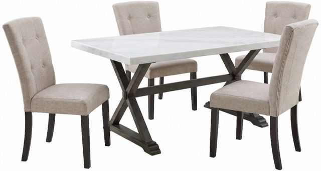 Elements International Lexi 5-Piece Taupe/White Rectangular Dining Set-0