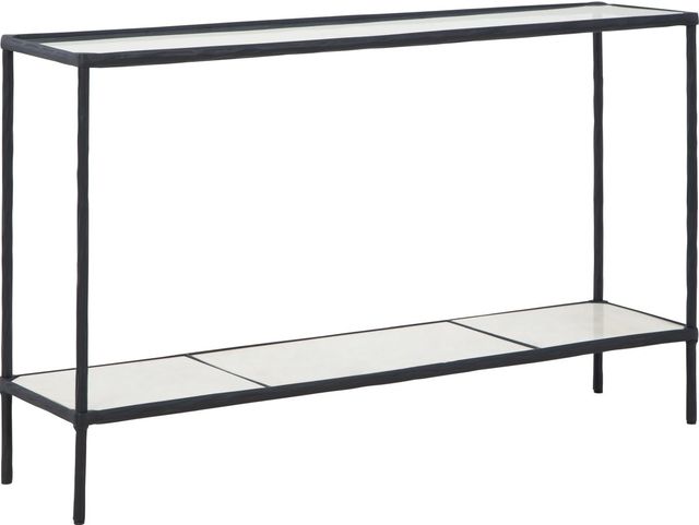Signature Design by Ashley® Ryandale Glass Top Console Table with Antique Black Metal Base-0