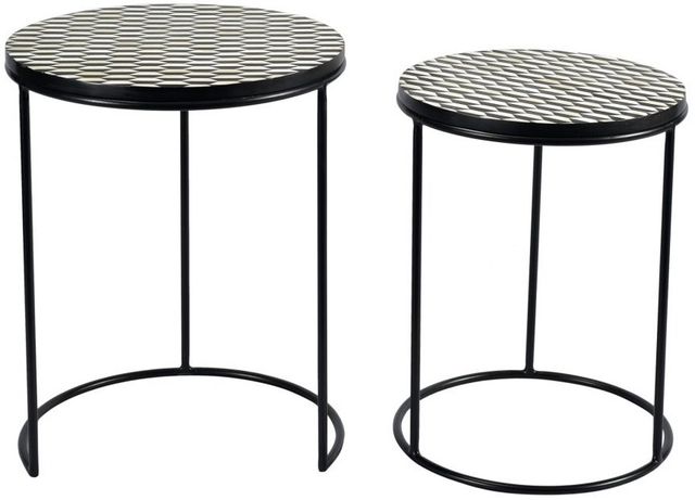 Moe's Home Collection Optic 2-Piece Black/White Nesting Tables-0