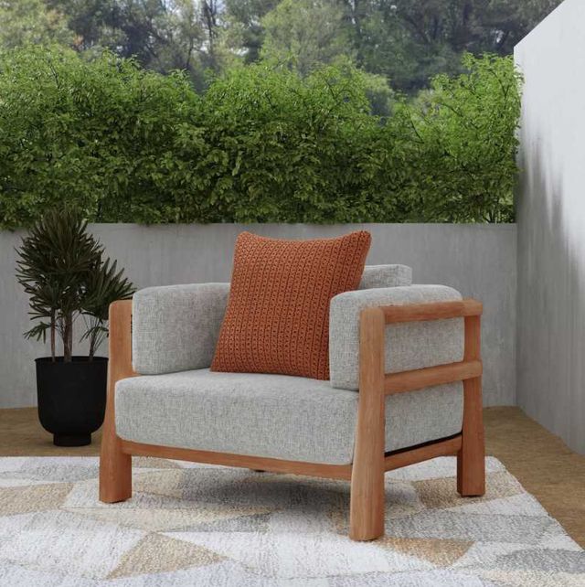 Classic Home Aston Gray/Natural Teak Wood Outdoor Accent Chair-1