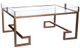 A & B Home Coppery Glass Top Coffee Table with Coppery Gold Base -0