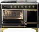 Ilve® Majestic III 48" Glossy Black Pro Style Dual Fuel Natural Gas Range with French Top and Brass Trim-2