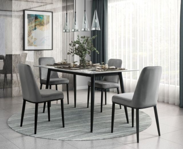 Homelegance® Salerno Gray Top Dining Table with Black Base-3