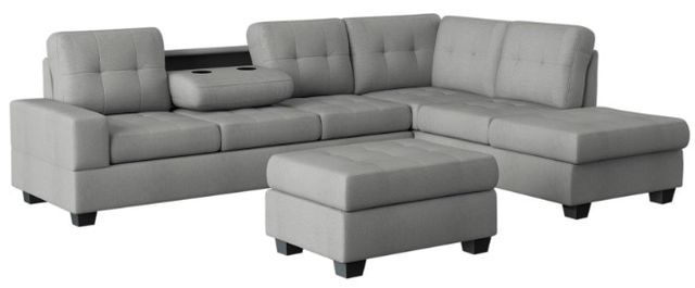 Homelegance® Maston 3-Piece Gray L-Shape Reversible Sectional with Ottoman-0