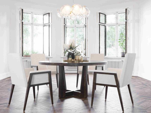 Canadel Customizable Modern Pecan Washed Round MK Pedestal Dining Table-1
