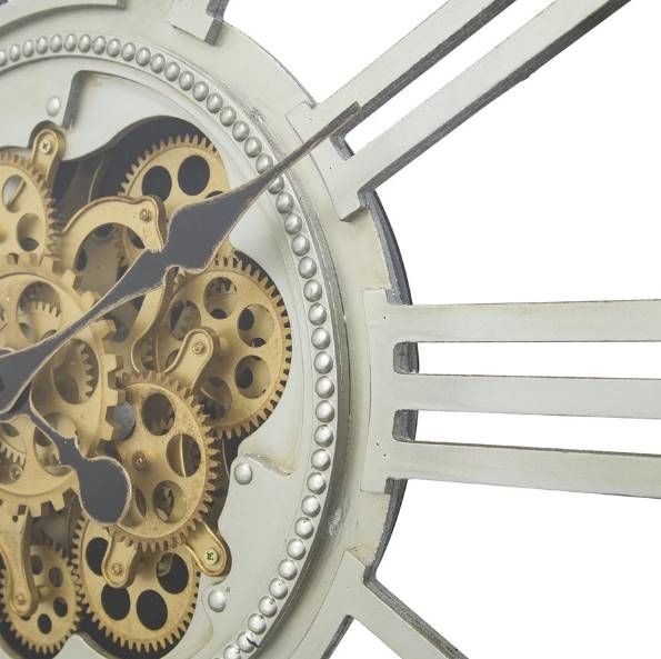 YHD Golden Gears Silver Square Wall Clock-4