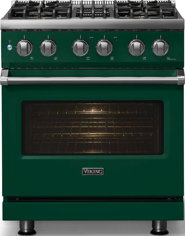 Viking® 5 Series 30" Ivy Pro Style Dual Fuel (NG) Range with Polished Chrome Trim-2