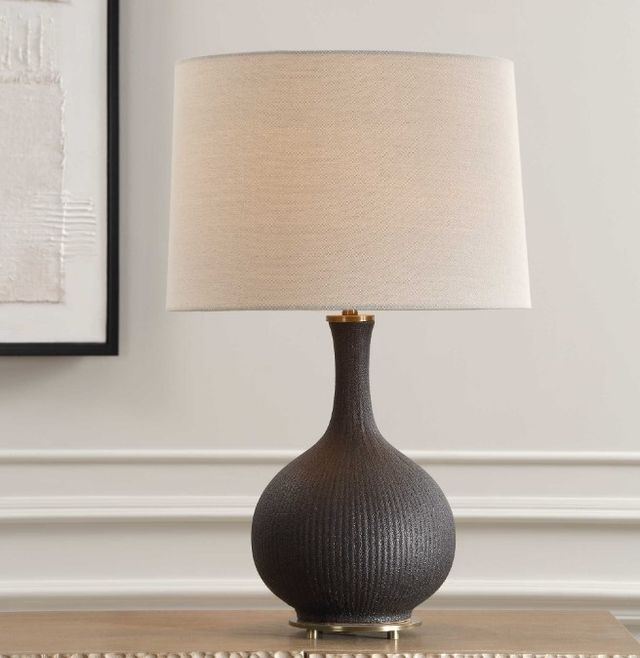 Uttermost® Rimini Matte Black Glaze Table Lamp-1