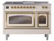 Ilve® Nostalgie II Noblesse 48'' Antique White Pro Style Dual Fuel Range with Brass Trim-1