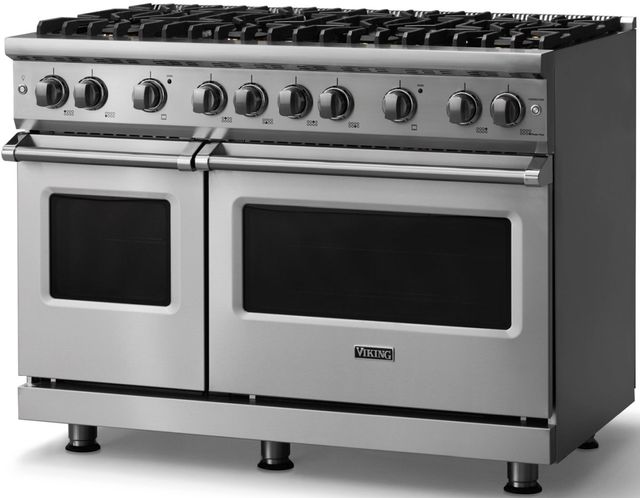 Viking® 5 Series 48" Stainless Steel Pro Style Gas (LP) Range with Polished Chrome Trim-2