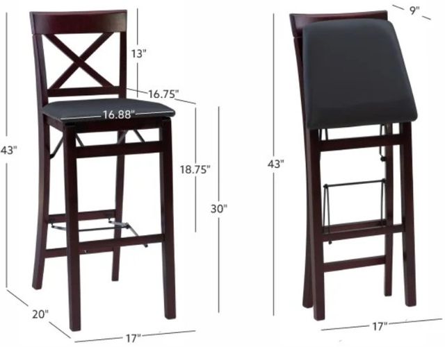 Linon Triena Merlot X Back Folding Stool-2