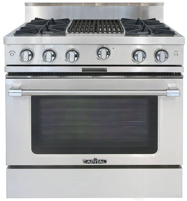 Capital Cooking™ Classic Chef 36" Stainless Steel Open Burner Pro Style Gas Range with Grill-0