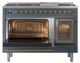 Ilve® Nostalgie II Noblesse 48'' Blue Gray Pro Style Dual Fuel Range with Brass Trim-3