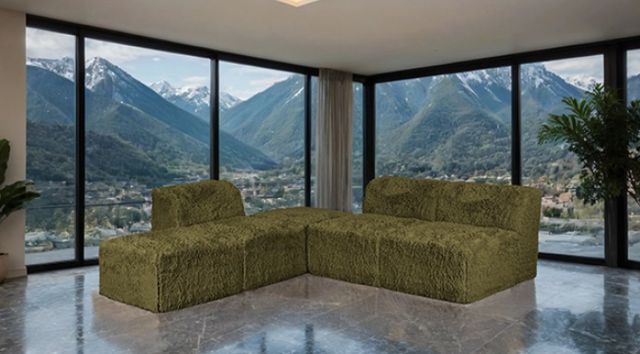 Furniture of America® Nappi Olive Green L-Sectional-2