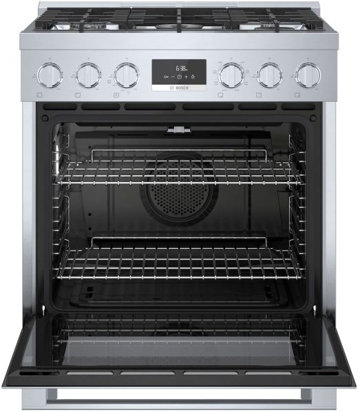 Bosch® 800 Series 30" Stainless Steel Freestanding Dual Fuel Range-9