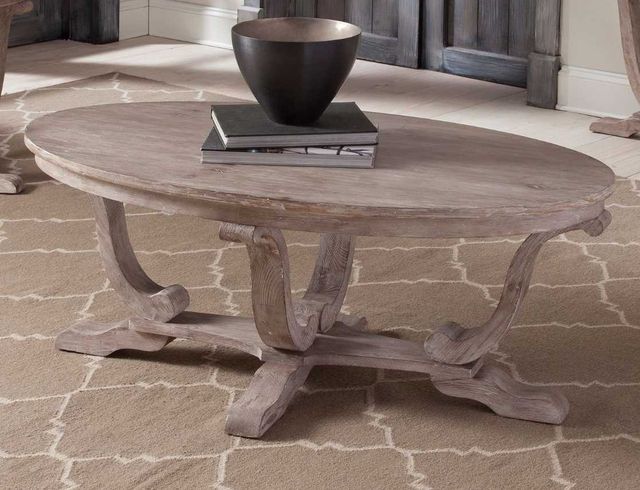 Liberty Furniture Greystone Mill Stone White Wash Oval Cocktail Table-1