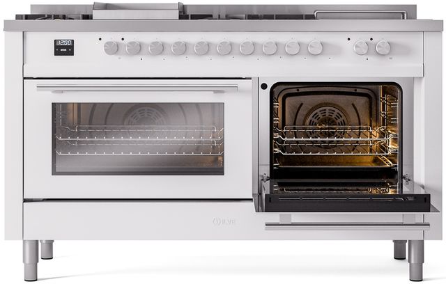 Ilve® Professional Plus II 60" White Pro Style Dual Fuel Range-3