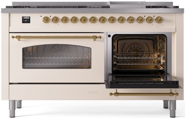 Ilve® Nostalgie II Series 60" Antique White Pro Style Dual Fuel Range-3