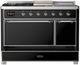 Ilve® Majestic III 48" Glossy Black Pro Style Dual Fuel Liquid Propane Range with French Top and Chrome Trim-4