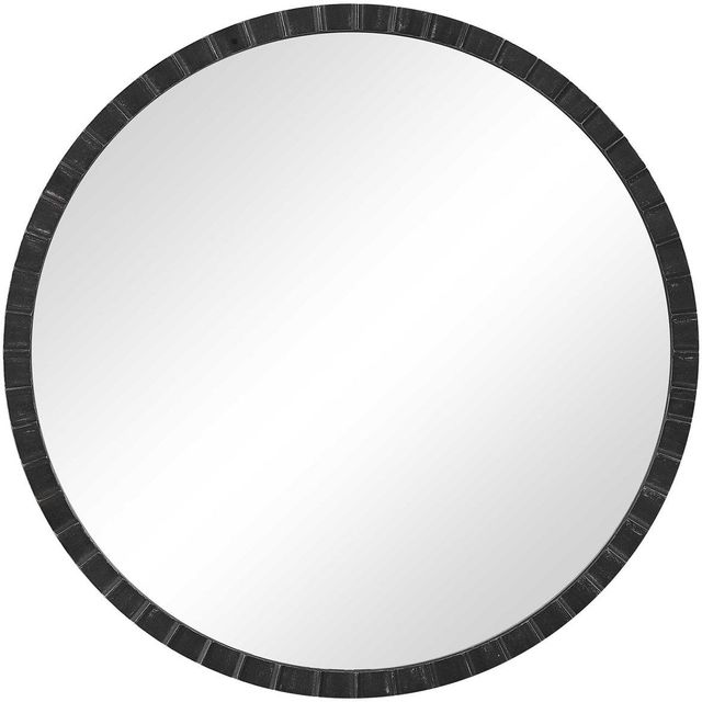 Uttermost® Dandridge Distressed Matte Black Round Mirror-0