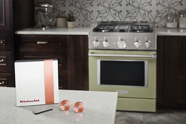 KitchenAid® Copper Commercial-Style Range Handle Medallion Kit-3