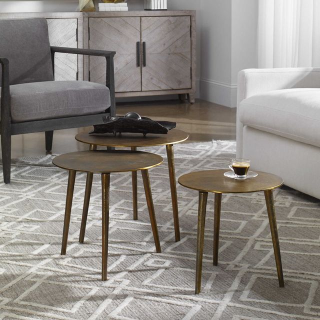 Uttermost® Kasai 3-Piece Antique Gold Coffee Table Set-1