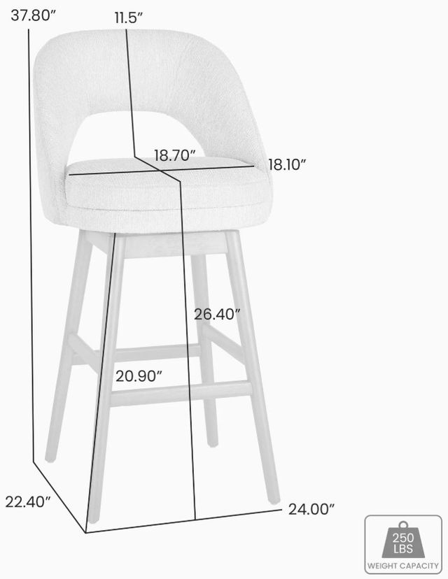 Armen Living Adrian 2-Piece Gray Wood/Morning Fog Counter Stool Set-2