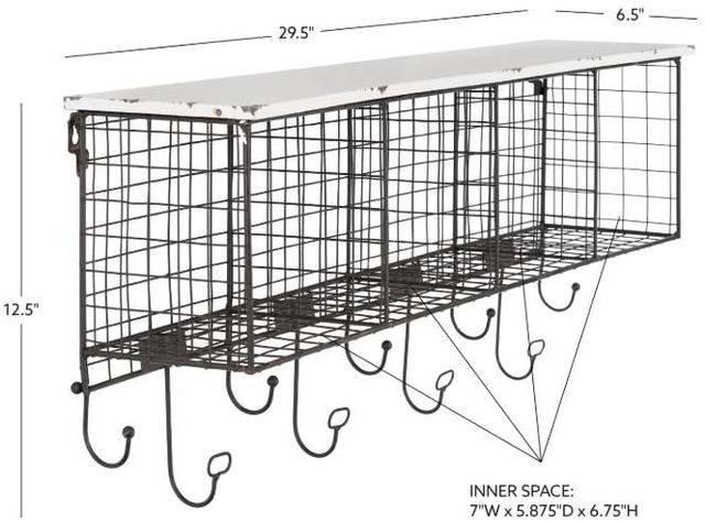 Linon Four Cubby Black/White Wall Shelf-2