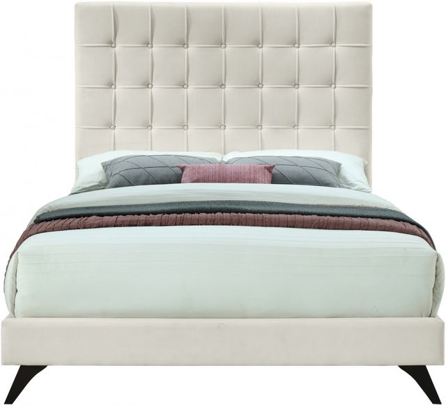 Meridian Furniture Elly Cream King Upholstered Panel Bed-1