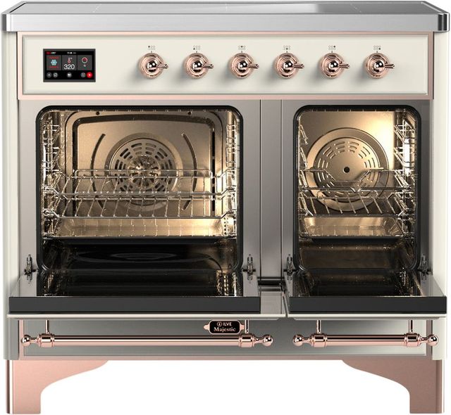 Ilve® Majestic III 40" Antique White Pro Style Induction Range with Solid Door and Copper Trim-1