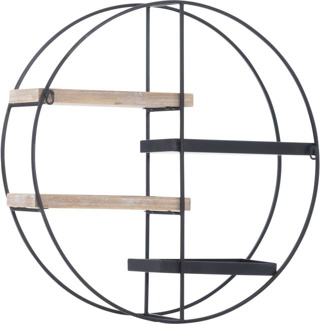 Linon Lindell Black/Grey Wash Wall Shelf-2