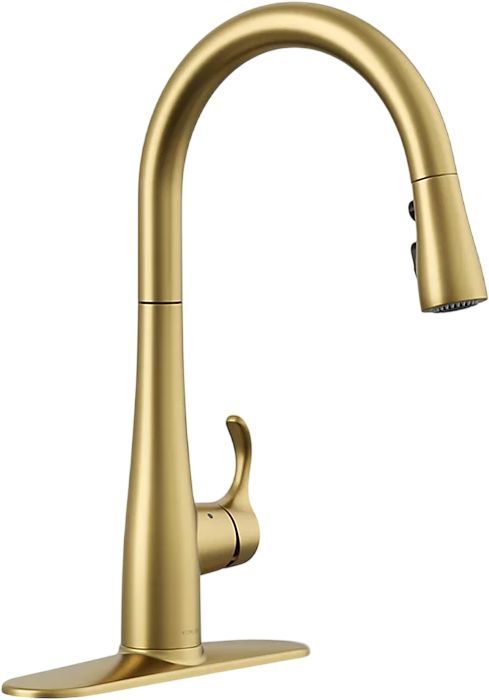 KOHLER® Simplice® Vibrant Brushed Moderne Brass Touchless Kitchen Sink Faucet with 3-Function Sprayhead-0