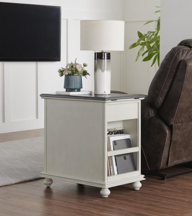 Martin Svensson Elegant Gray Chairside Table with White Base-1