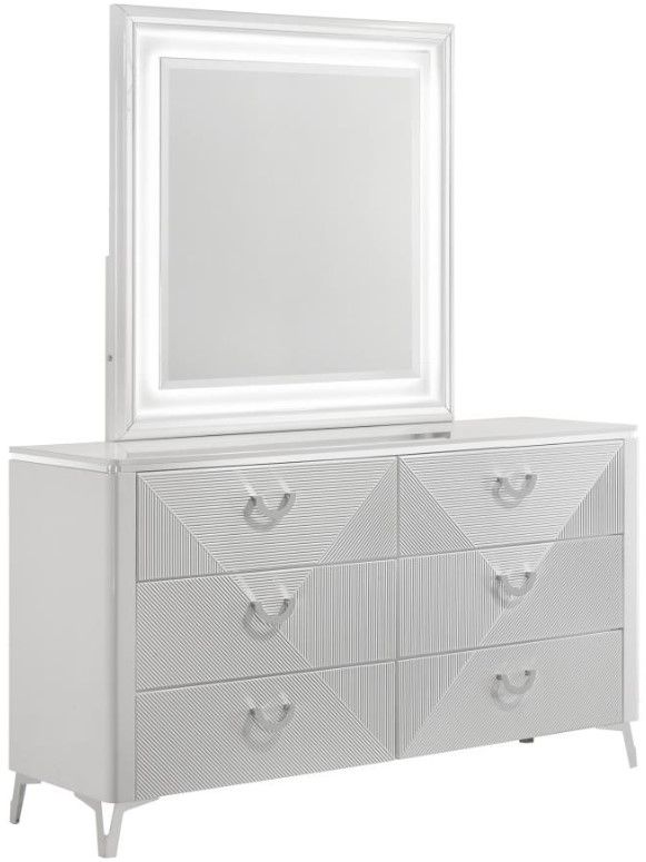 Coaster® Cassia White High Gloss Dresser and Mirror-0