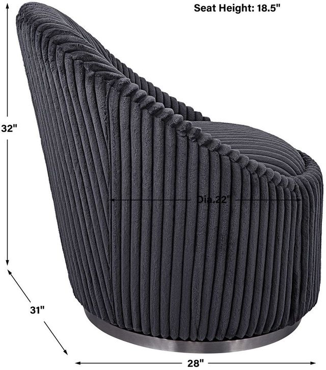 Uttermost® Crue Gunmetal Swivel Chair-2