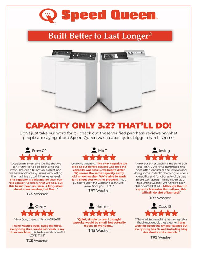 Speed Queen® TC5 3.2 Cu. Ft. White Agitator Top Load Washer-TC5003WN-1