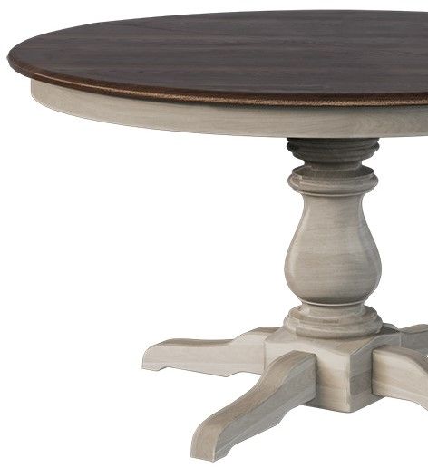 Country View Woodworking Customizable Cicero 42" Red Oak Top Dining Table with 2-Leaves and Brown Maple Base-1