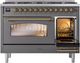 Ilve® Nostalgie II 48" Graphite Matte Pro Style Dual Fuel Range with Brass Trim-3
