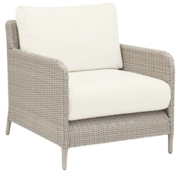 Sunset West Manhattan Dove Gray Resin Wicker Outdoor Club Chair with Linen Canvas Cushion-0