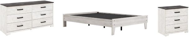 Signature Design by Ashley® Shawburn 3-Piece Whitewash/Charcoal Gray Full Youth Platform Bed Set-0