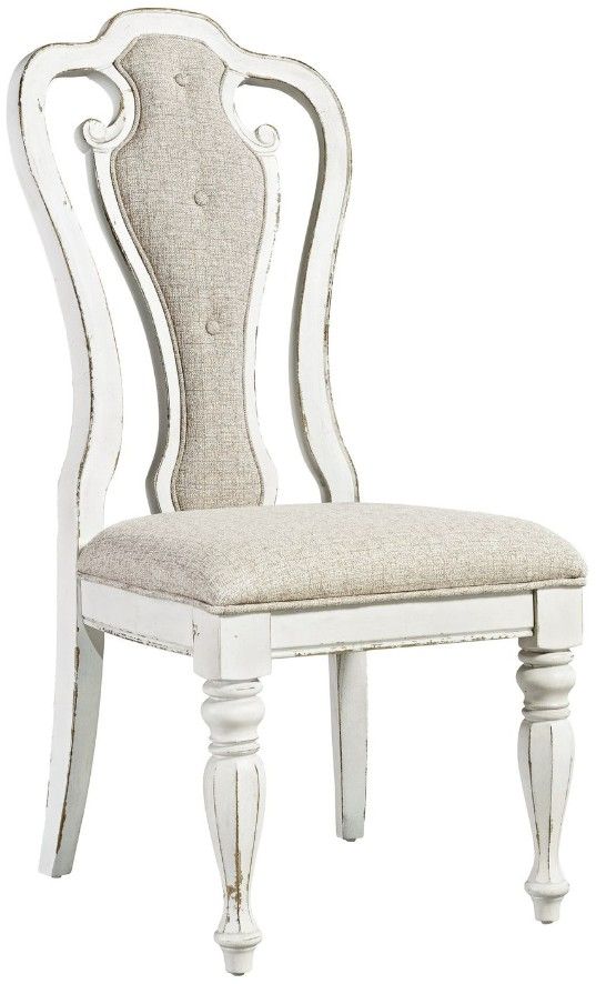 Liberty Furniture Magnolia Manor Antique White/Ivory Splat Back Upholstered Side Chair-0