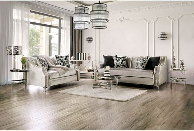 Furniture of America® Elicia 2-Piece Silver/Black Living Room Set-0