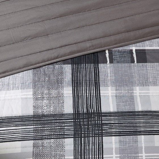 Olliix by Intelligent Design Rudy Black Twin/Twin Extra Large Plaid Reversible Coverlet Set-4