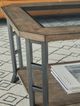 Null Furniture St. Augustine Glass Top Rectangular Cocktail Table with Bronze/Weathered Pine Base -2