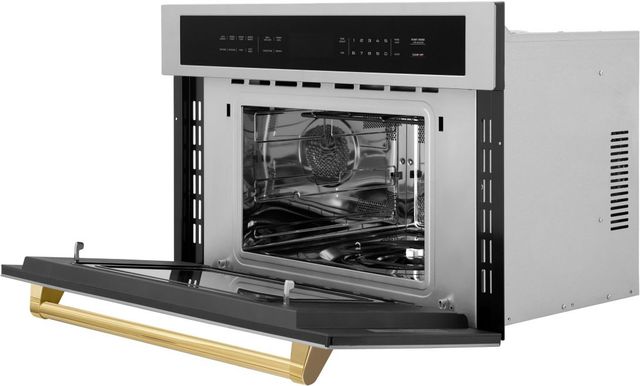 ZLINE Autograph Edition 30" 1.6 Cu. Ft. Stainless Steel Built-in Convection Microwave Oven with Polished Gold Accents-3