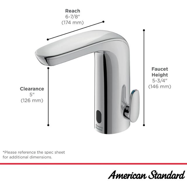 American Standard Selectronic® Polished Chrome 2" NextGen Touchless Faucet, Battery-Powered with Above-Deck Mixing-1