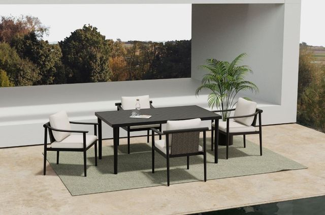 New Classic® Home Furnishings Moana 5-Piece Black/Ivory Aluminum/Sundura Outdoor Patio Dining Set-1